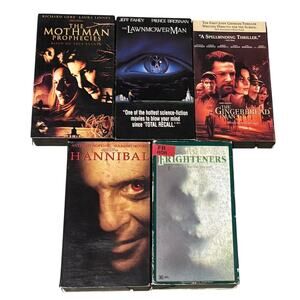 Lot of 5 thriller/horror VHS tapes Hannibal Mothman Prophecies Frighteners